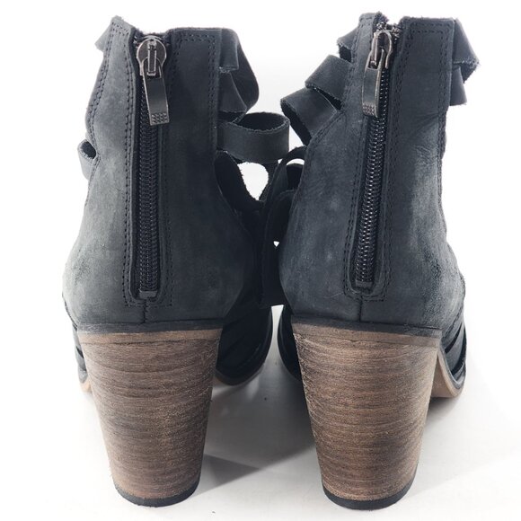 FREE PEOPLE Hybrid Nubuck Leather Strappy Ankle Bootie Navy Zip - Picture 6 of 9
